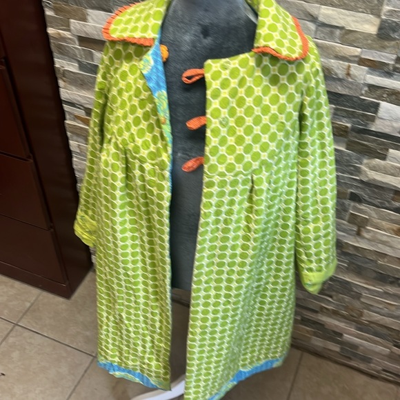 Floral Blue and Yellow Women's Coat - Picture 11 of 13